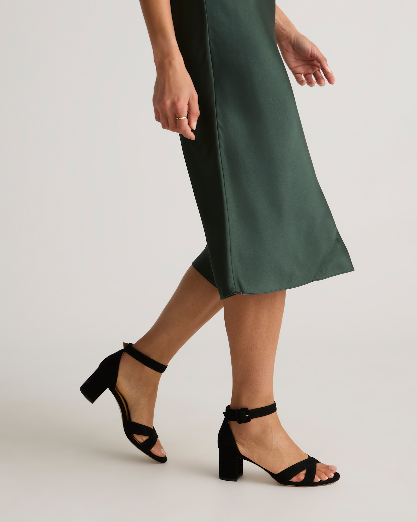 Italian Leather Crisscross Black Block Heel Sandal - Image 2