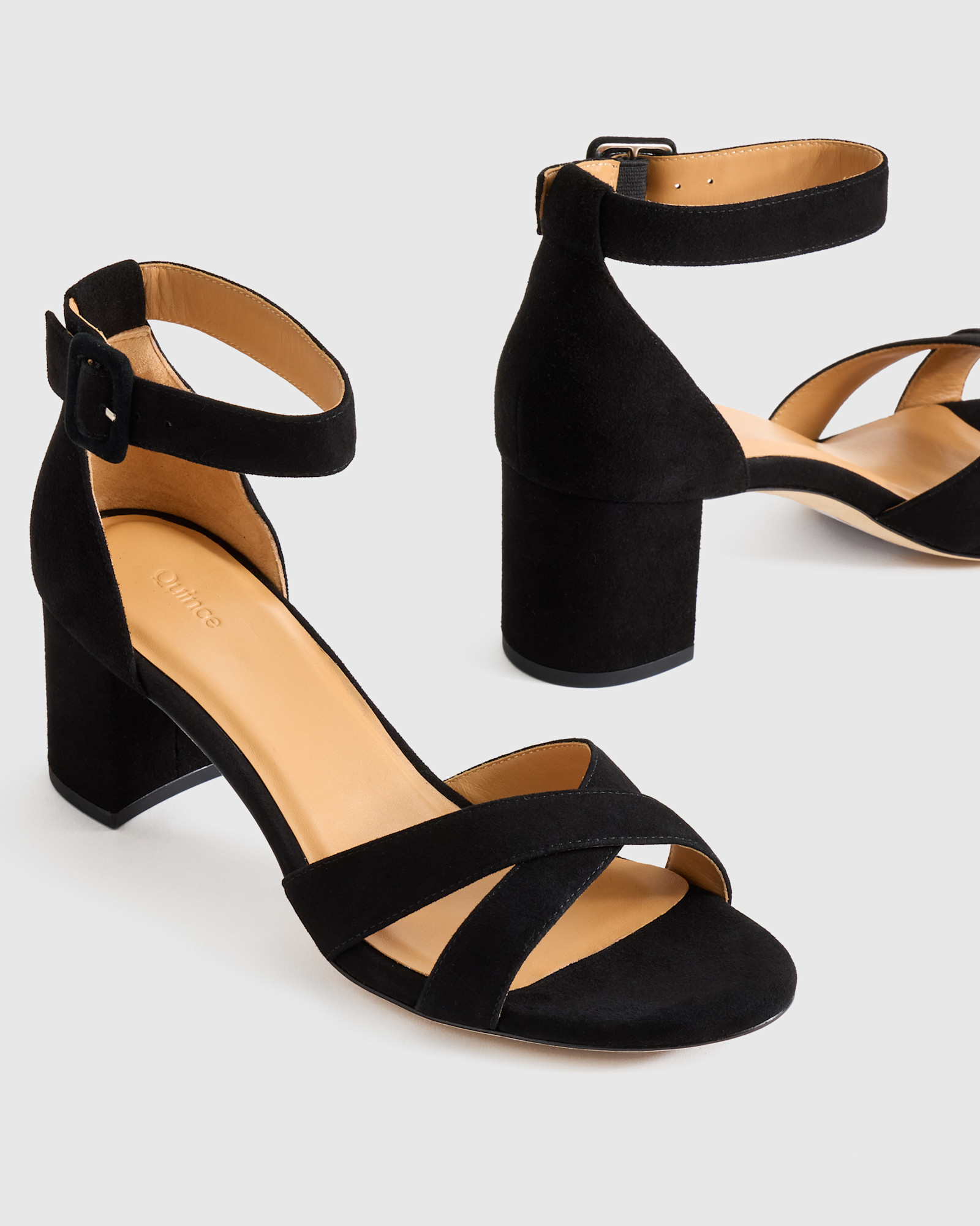 Italian Leather Crisscross Black Block Heel Sandal - Image 4