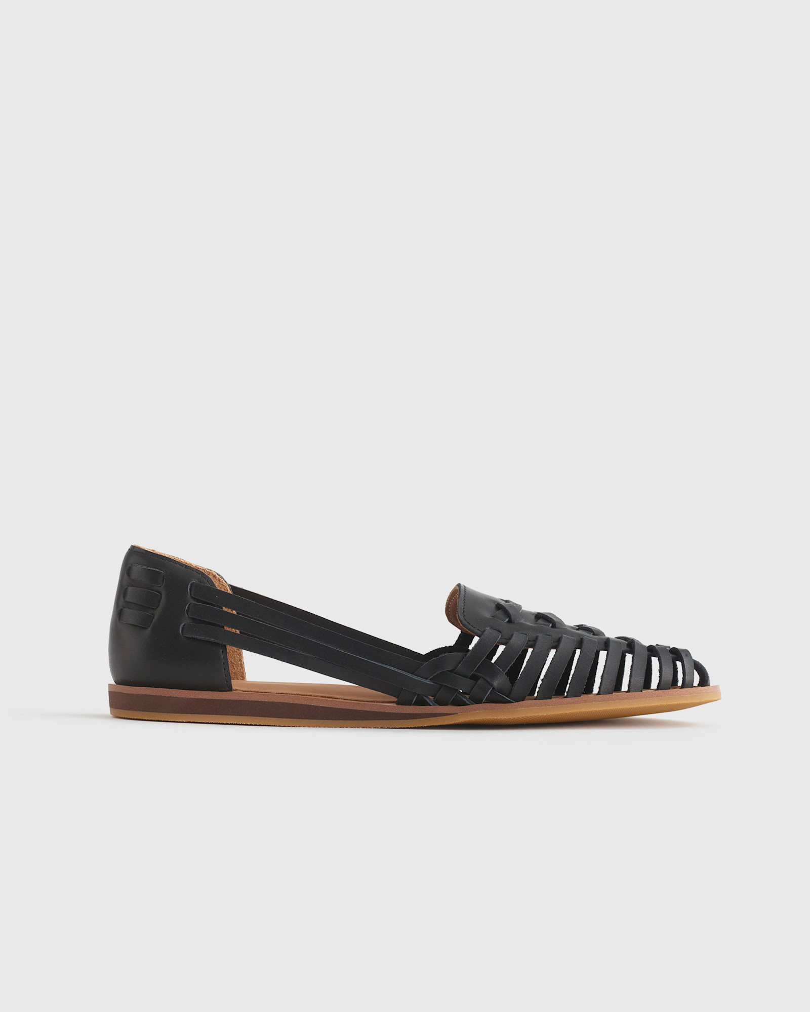 Premium Leather Black Huarache Flat Shoes