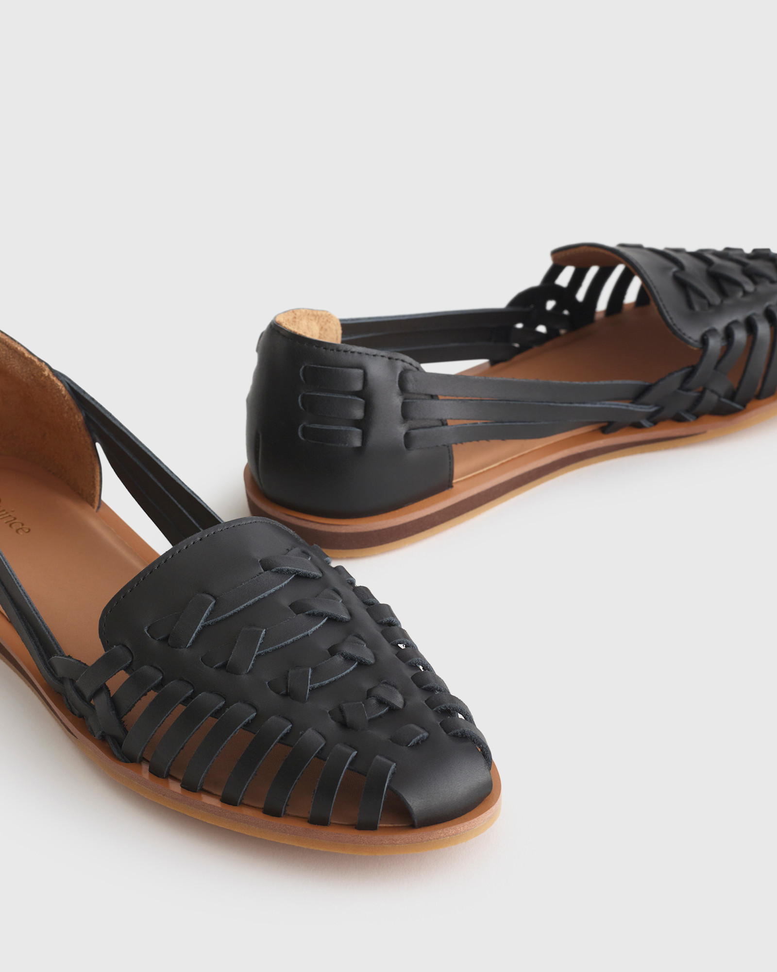 Premium Leather Black Huarache Flat Shoes - Image 3