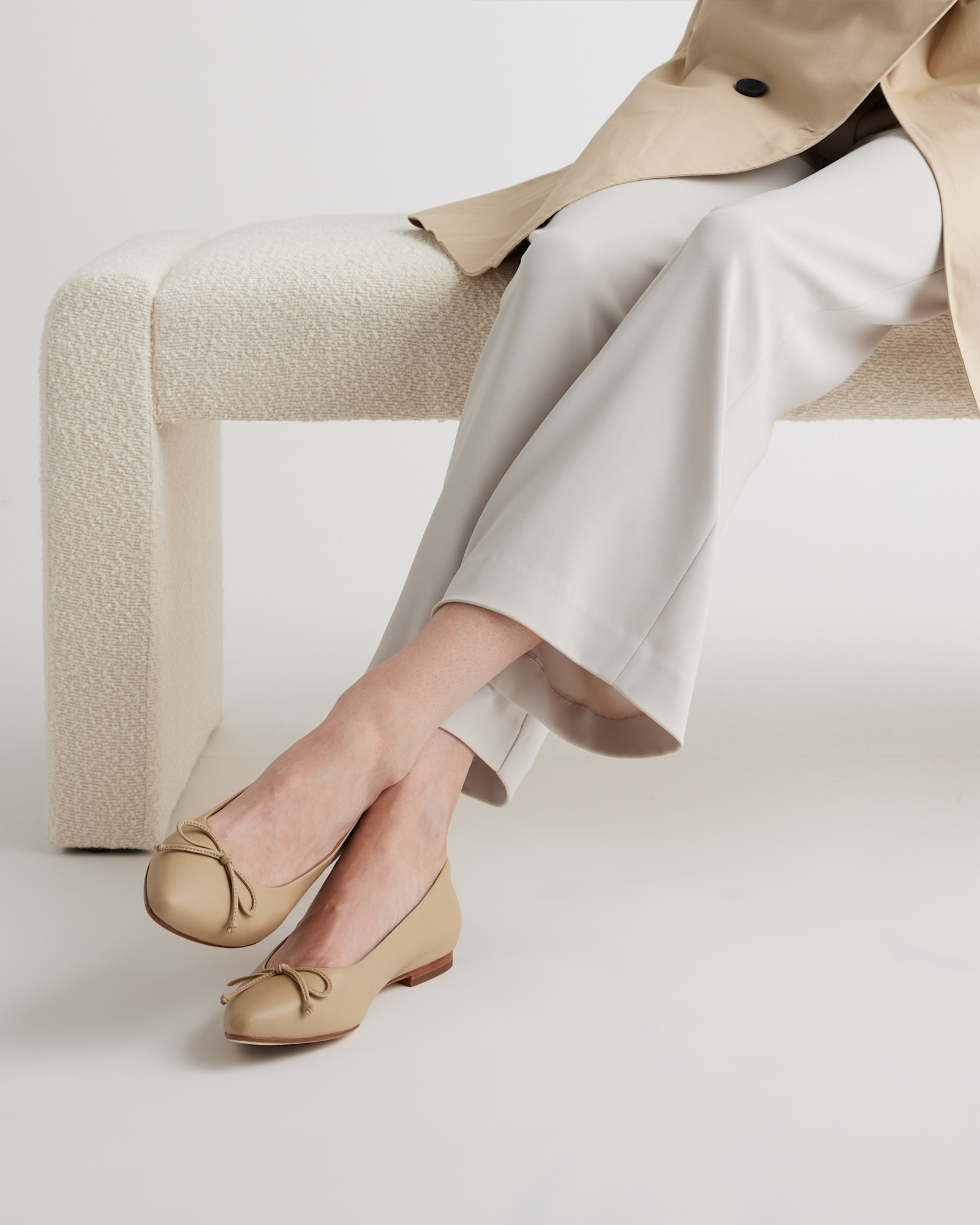 Italian Leather Pointed Bow Flat Shoes - Image 5