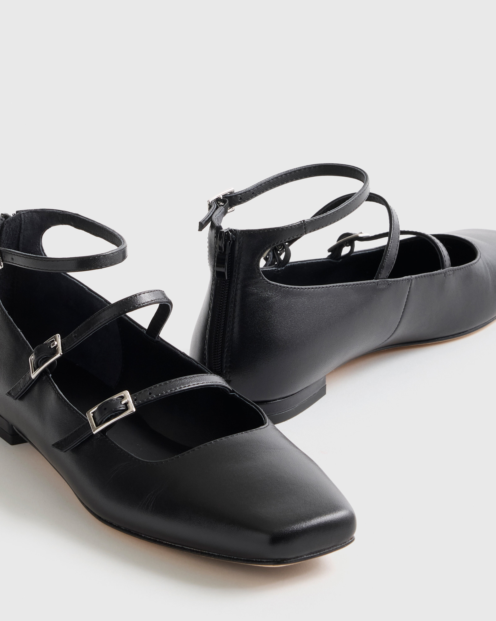 Italian Leather Strappy Ballet Flat Shoes - Image 4