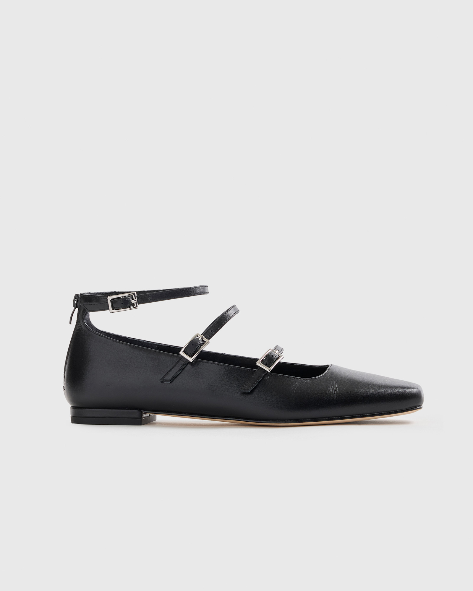 Italian Leather Strappy Ballet Flat Shoes