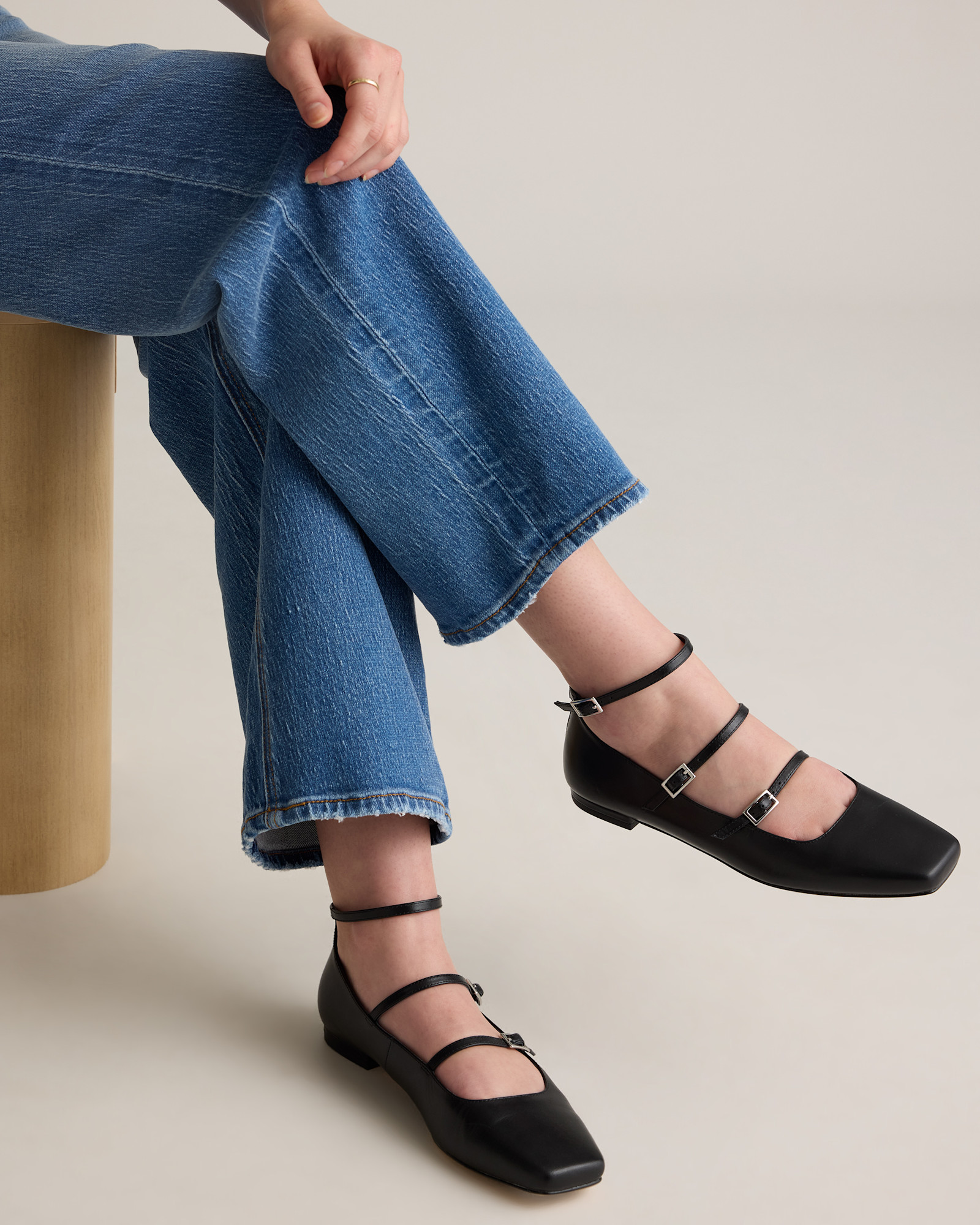Italian Leather Strappy Ballet Flat Shoes - Image 2