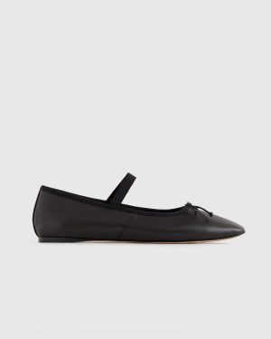 Italian Leather Mary-Jane Ballet Flat Shoes